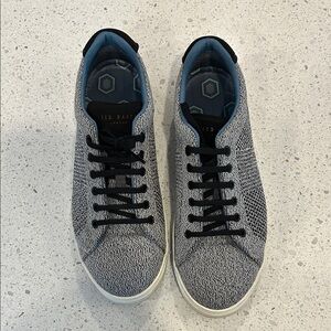Ted Baker Men’s Gray Knit Sneakers with Black Laces